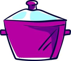 Purper Koken pan, illustratie, vector Aan wit achtergrond.