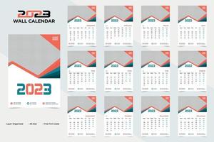 abstract en creatief muur nieuw jaar 2023 kalender sjabloon ontwerp vector