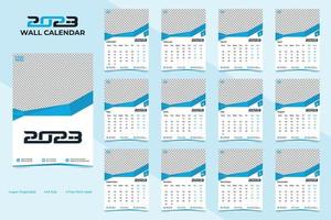 nieuw jaar 2023 gemakkelijk en creatief muur kalender sjabloon ontwerp vector