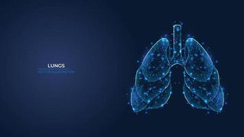 futuristische abstract symbool van de menselijk long. concept blauw ademhalings systeem, longontsteking, astma. laag poly meetkundig 3d behang achtergrond vector illustratie.