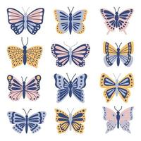 vlinders set. vliegend insecten in schetsen stijl. hand- getrokken vector illustratie geïsoleerd Aan wit achtergrond