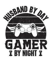 man door dag gamer door nacht gaming t-shirt ontwerp vector