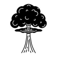 nucleair explosie vector icoon. zwart paddestoel wolk van atomair of waterstof bom. symbool van oorlog, straling catastrofe, Apocalypse. gemakkelijk silhouet geïsoleerd Aan wit. clip art voor afdrukken, logo's, apps