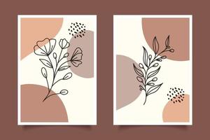modern abstract botanisch lijn kunst met boho biologisch vormen voor muur decoratie vector