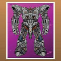 monster mecha robot gebouwd door hoofd arm lichaam been wapen illustratie premie vector