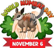 wereld numbat dag banier logo vector