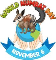 wereld numbat dag banier logo vector