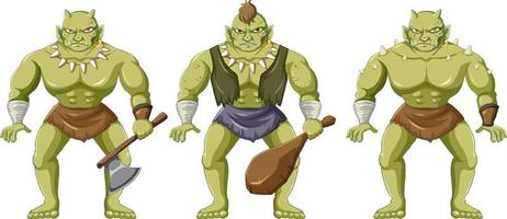 drie orc stripfiguren geïsoleerd vector