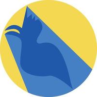 blauw vogel zingen, illustratie, vector Aan een wit achtergrond.