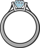 ring met diamanten, illustratie, vector Aan wit achtergrond.
