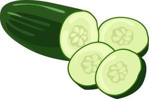 komkommer besnoeiing in plakjes, illustratie, vector Aan wit achtergrond