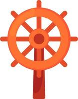 houten schip stuurinrichting wiel, illustratie, vector Aan een wit achtergrond.