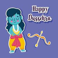 gelukkig dussehra festival van india heer rama cartoon vector