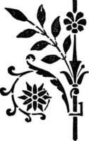 stencils hebben bladeren en bloemen patroon, wijnoogst gravure. vector