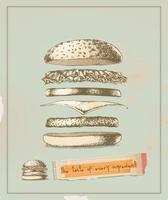 de smaak van elke ingrediënt - Hamburger- tekening vector
