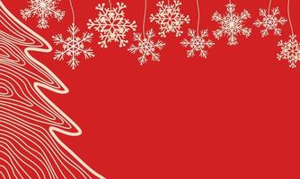 Kerstmis boom sneeuwvlok decoratie rood achtergrond vector