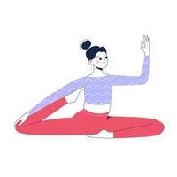 vrouw aan het doen yoga houding. geïsoleerd illustratie Aan wit achtergrond. concept illustratie voor yoga, pilates en gezond levensstijl. vlak vector schets illustratie.
