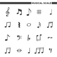 eenvoudige muzikale schaal pictogrammen vector