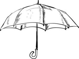 paraplu tekening, illustratie, vector Aan wit achtergrond.