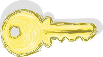 geel sleutel, illustratie, vector Aan wit achtergrond.