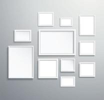 verschillende grootte geïsoleerde witte fotolijsten op muren vector