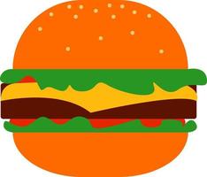 heerlijk cheeseburger, illustratie, vector Aan wit achtergrond.