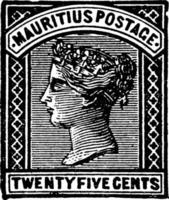 mauritius, twintig vijf cent stempel, 1880, wijnoogst illustratie vector