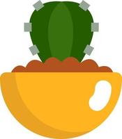 gouden vat cactus, illustratie, vector Aan een wit achtergrond.