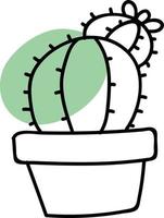 klein cactus met een groen punt Aan de lager links, illustratie, vector Aan wit achtergrond.