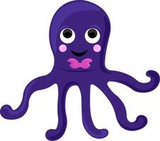 Purper Octopus, illustratie, vector Aan wit achtergrond.