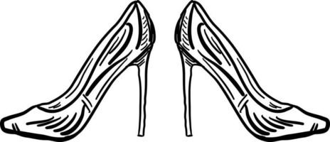 Dames schoenen schetsen, illustratie, vector Aan wit achtergrond.