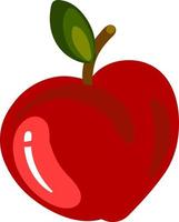 rood vlak appel, illustratie, vector Aan wit achtergrond.