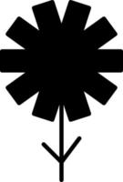 zwart bloem met tien breed bloemblaadjes, illustratie, vector Aan wit achtergrond.