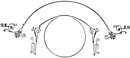 gebogen banier is een circulaire grens, wijnoogst gravure. vector