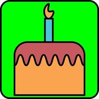 verjaardag taart met brandend kaars, illustratie, vector, Aan een wit achtergrond. vector