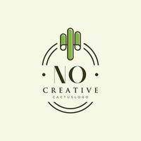 Nee eerste brief groen cactus logo vector