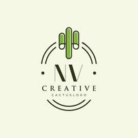 nv eerste brief groen cactus logo vector