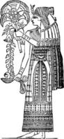 Assyrisch prinses in vol jurk wijnoogst illustratie. vector
