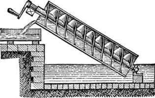 archimedisch schroef, wijnoogst illustratie. vector