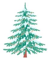 versierd Kerstmis boom. vector, geïsoleerd Aan wit achtergrond vector