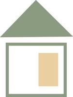 huis met een groen dak, icoon illustratie, vector Aan wit achtergrond