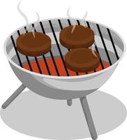 vlees Aan de grill, illustratie, vector Aan wit achtergrond