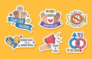 Internationale menselijk rechten dag sticker verzameling vector
