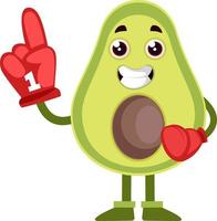 avocado met groot handschoen, illustratie, vector Aan wit achtergrond.