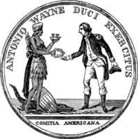 algemeen anthony Wayne's goud medaille, voorkant, wijnoogst illustratie. vector