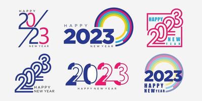 2023 gelukkig nieuw jaar logo tekst ontwerp. 2023 aantal ontwerp sjabloon verzameling . vector illustratie.