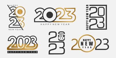 2023 gelukkig nieuw jaar logo tekst ontwerp. 2023 aantal ontwerp sjabloon verzameling . vector illustratie.