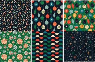 wijnoogst retro Kerstmis naadloos patronen in de stijl van de Jaren 60 en jaren 70 vector