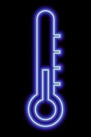 blauw neon contour van een buitenshuis thermometer. lucht temperatuur meting. weer en klimaat concept vector