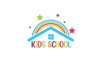 kiddie school- elementair kleurrijk vector logo ontwerp illustratie